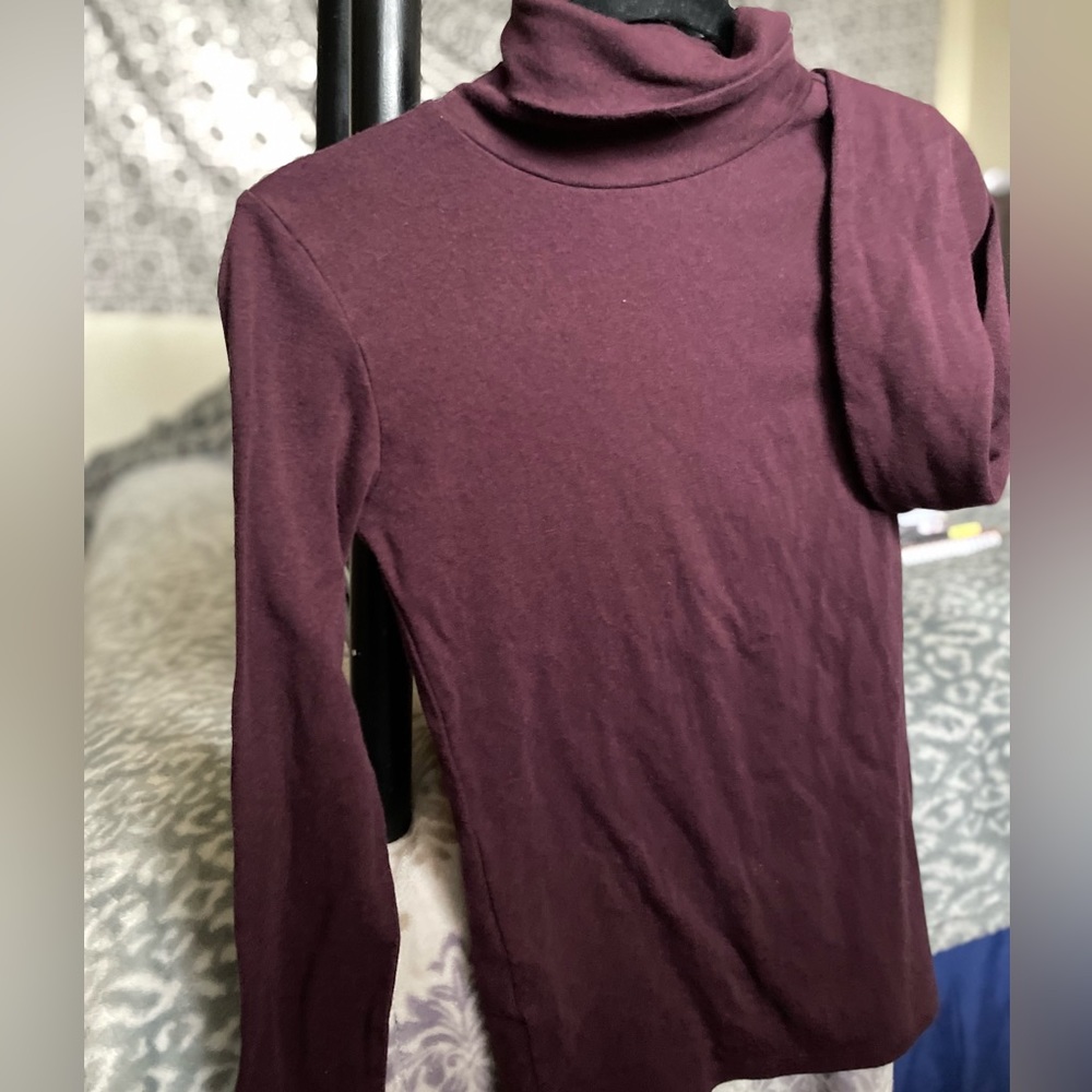 burgundy-red longsleeve turtle neck